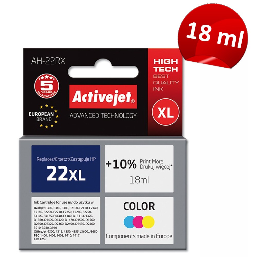 Cartus compatibil HP 22XL pentru HP, Premium Activejet, Garantie 5 ani - imagine 4